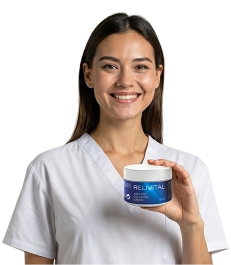 Kobieta trzymająca krem Relivital Anti-Age Collagen
